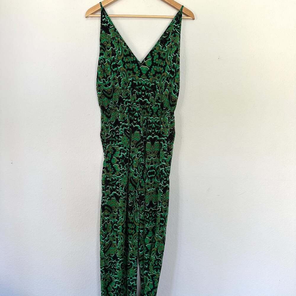 H&M Green & Black Paisley Jumpsuit
